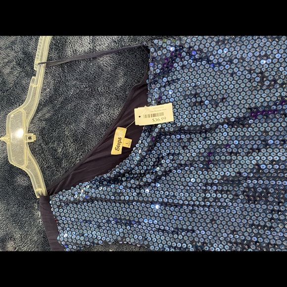 Price ⬇️ Steps - Royal Blue One Shoulders Sequins Dress - L - Picture 5 of 7